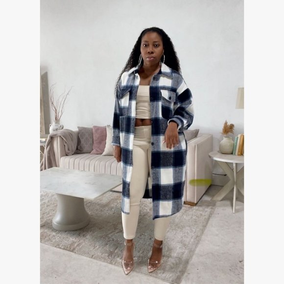 🎊 (NWT) Oversize Longline Flannel Plaid Shacket - Picture 6 of 13